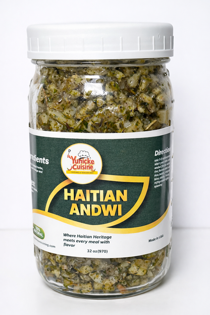 Haitian Andwi Herbs Lardon – All-Natural Seasoning | Yunicke Cuisine (16 oz / 32 oz)