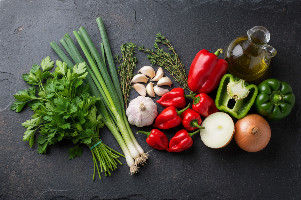 Fresh ingredients for authentic Haitian Épis